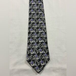 Crazy Horse by Claiborne Silk Tie Gray Purple Abstract Pattern